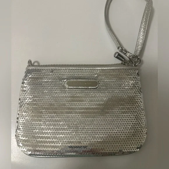 Michael Kors Silver Clutch with Shimmering Finish - Picture 3 of 3